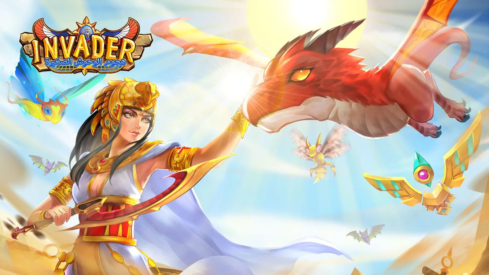 Official Invader artwork featuring a character and a red dragon, from the App Store
